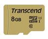 Карта памяти MicroSD 8GB Transcend 500S UHS-I U1 + SD адаптер, MLC
