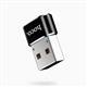 Переходник Type-C - USB 2.0(f) HOCO UA6, плоский, алюминий, цвет: чёрный