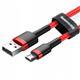 Кабель USB - микро USB Baseus Cafule, 2.0м, круглый, 1.5A, нейлон, цвет: красный, чёрная вставка,