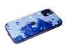 Задняя крышка Iphone 12 mini (5.4) стеклянная, силиконовый борт, размытые цвета, синяя