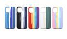 Силиконовый чехол Iphone 13 mini (5.4) под оригинал, с защитой камеры, радужный градиент, сиренево-синий (6)