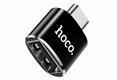 Переходник Type-C - USB(f) HOCO UA17, пластик, OTG, цвет: чёрный (1/32/320)
