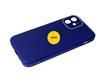 Задняя крышка Iphone 7/8 стеклянная, силиконовый борт, окантовка камеры и защитой, с лого, темно-синяя