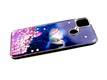 Задняя крышка Realme 8i утолщенный, жидкие блестки, цветной рисунок, цветы на синем