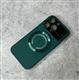 Силиконовый чехол Iphone 15 HD GLASS FILM LENS матовый с кольцом, зеленый
