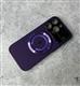 Силиконовый чехол Iphone 15 Pro Max HD GLASS FILM LENS матовый с кольцом, фиолетовый