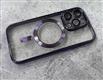 Силиконовый чехол Iphone 13 Pro прозрачный в сеточку, с защитой камеры, magsafe, глянцевый борт, в тех.паке, фиолетовый