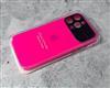 Задняя крышка Iphone 13 Pro Max (6.7) Silicone Case, Lens под кожу с логотипом, ярко-розовая