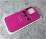 Силиконовый чехол Iphone 13 mini (5.4) Silicone Case+линзы на камеру, с антишок углами, ярко-розовый