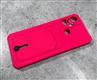 Силиконовый чехол Samsung Galaxy A54 однотонный, с выдвижной визитницей, ярко-розовый