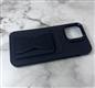 Силиконовый чехол Iphone 14 (6.1) под кожу с визитницей и магнитной подставкой, черный