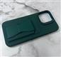 Силиконовый чехол Iphone 15 Plus под кожу с визитницей и магнитной подставкой, зеленый