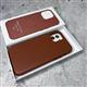 Задняя крышка Iphone 12/12 Pro (6.1) Leather Case под кожу, с лого, magsafe, в упаковке, коричневая