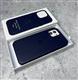Задняя крышка Iphone 11 Leather Case под кожу, с лого, magsafe, в упаковке, темно-синяя