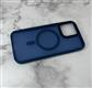 Задняя крышка Iphone 15 Pro Max матово-прозрачная с Magsafe, силиконовый борт, в тех.паке, синяя