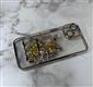 Задняя крышка Iphone 14 (6.1) прозрачная, цветной борт, фигурка с жидкими блестками, золотая