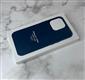 Задняя крышка Iphone 15 Leather Case MagSafe под кожу, с логотипом, темно-синяя