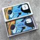 Задняя крышка Iphone 14 Pro Max (6.7) Leather Case под кожу, размытый рисунок, голубая