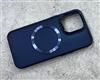 Задняя крышка Iphone 14 Pro (6.1) матово-прозрачная, глянцевая окантовка + Magsafe, темно-синяя