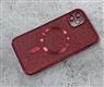 Силиконовый чехол Iphone 13 (6.1) 2в1, блестящая подложка, с Magsafe, защита камеры, красный