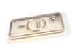 Силиконовый чехол Iphone 13 (6.1) прозрачный в сеточку, с защитой камеры, magsafe, глянцевый борт, в блистере, розовое-золото