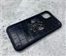 Задняя крышка Iphone 11 под кожу с гербом, силиконовый борт, черная