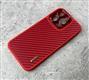 Силиконовый чехол Iphone 15 Pro Max Pretty под карбон с защитой камеры, красный