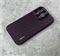 Силиконовый чехол Iphone 15 Pretty под карбон с защитой камеры, фиолетовый