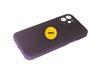 Задняя крышка Iphone 14 Pro (6.1) стеклянная, силиконовый борт, окантовка камеры и защитой, с лого, темно-фиолетовая