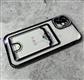 Силиконовый чехол Iphone 12 (6.1) прозрачный со стразами и с визитницей, цветной борт, темно-фиолетовый