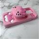 Силиконовый чехол Iphone 15 Pro объемный, голова-попсокет, Hello Kitty, розовый