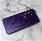 Силиконовый чехол Iphone 15 Pro плотный, матовый с защитой камеры и MagSafe, в тех.паке, темно-фиолетовый