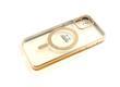 Силиконовый чехол Iphone 12 mini (5.4) прозрачный в сеточку, с защитой камеры, magsafe, глянцевый борт, в блистере, золотой