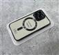 Силиконовый чехол Iphone 12 mini (5.4) прозрачный в сеточку, с защитой камеры, magsafe, глянцевый борт, в блистере, фиолетовый