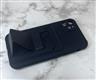 Силиконовый чехол Iphone 14 (6.1) матовый с защитой камеры, однотонный с визитницей и магнитной подставкой, черный