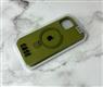 Силиконовый чехол Iphone 15 Pro CASE матовый с логотипом и кольцом-подставкой, бархат внутри, оливковый