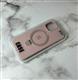 Силиконовый чехол Iphone 15 CASE матовый с логотипом и кольцом-подставкой, бархат внутри, розовый