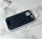Силиконовый чехол Iphone 15 Pro CASE матовый с логотипом и кольцом-подставкой, бархат внутри, темно-синий