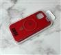 Силиконовый чехол Iphone 15 CASE матовый с логотипом и кольцом-подставкой, бархат внутри, красный
