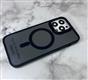 Задняя крышка Iphone 14 Pro (6.1) Magnetic прозрачно-матовая с поддержкой MagSafe, металлические кнопки, защита камеры черная