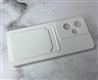 Силиконовый чехол Realme C67 матовый soft-touch, цветные кнопки, с визитницей, белый