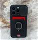 Силиконовый чехол Iphone 15 Pro Max !противоударный! со свап-камерой и визитницей (с бархатом внутри), кольцо 360, черный