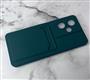 Силиконовый чехол Realme 9i матовый soft-touch, цветные кнопки, с визитницей, зеленый