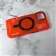 Силиконовый чехол Iphone 15 Pro MKUIONGH с MagSafe, плотный, матовый, оранжевый