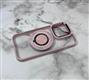 Задняя крышка Iphone 14 Pro Max (6.7) CASE.PRO прозрачная с кольцом-MagSafe Magnetic, розовая