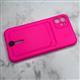 Силиконовый чехол Iphone 14 Pro Max (6.7) однотонный, с выдвижной визитницей, ярко-розовый