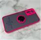 Задняя крышка Iphone 11 матово-прозрачная, с защитой камеры и кольцом Magnet Adsorption, ярко-розовая