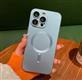 Силиконовый чехол Iphone 12 (6.1) Magnetic матовый с полной защитой камеры и MagSafe, в блистере, голубой
