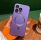Силиконовый чехол Iphone 14 (6.1) Magnetic матовый с полной защитой камеры и MagSafe, в блистере, фиолетовый