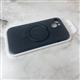 Силиконовый чехол Iphone 14 (6.1) CASE с бархатом внутри, MagSafe-подставка, с защитой камеры, графитный